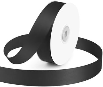 KMER LIFE 1 inch Wide x 50 Yards Black Single Faced Polyester Satin Ribbon, Black Satin Ribbon Perfect for Wedding Decor, Wreath, Crafts, Gift Wrapping & Other Projects (Black)