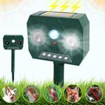 Zucklight Cat Repellent, Solar Powered Animal Scarer, Ultrasonic Fox Repellent, Quick Fix Ultrasonic Cat Scarer with Ground Stake, Waterproof Motion Sensor Led Flashing Light Repellent - Set of 2