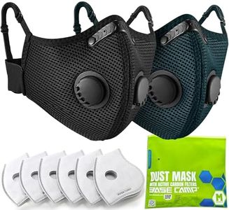 BASE CAMP Upgrade M Plus Dust Mask, Reusable Respirator with 99.9% Effective Carbon Filters for Woodworking, Breathable Face mask Against Dust for Construction, Landscaping, Sanding, Painting