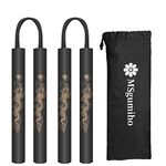 Nunchucks Cord Nunchakus Safe Foam Rubber Training Nunchucks with Cord 2PCS for Kids & Beginners Practice and Training (Black)