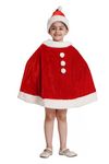 Kaku Fancy Dresses Santa Cloak,Robe,Hood with Hat, Cap for Christmas Day in Velvet Fabric - Red & White 3-4 Years, For Boy & Girls