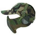 AOUTACC Airsoft Mask, Tactical Airsoft Gear Foldable Mesh Mask with Ear Protection for Airsoft Paintball with Adjustable Baseball Cap