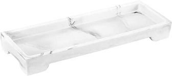 Luxspire Bathroom Vanity Tray, Toilet Tank Storage Tray, 11 x 4 inch Kitchen Sink Trays, Vanity Countertop Organizer for Soap Dispenser Towel Perfume Holder Jewelry Dish, Small, Gravel White