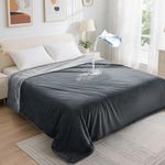 LOOBANI Waterproof Blanket for Bed: Reversible Soft Flannel Love Blanket 60" x 80", Bed Blanket for Couples Washable, Spill-Proof Dog Splash Throw for Couch, Sofa Protect, Camping, Travel, Grey