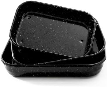 3-Pack Turkey Roasting Pans 17/15/13Inch Spotted Enamel Steel,Ovens Cake Roaster Pan Set Deep Lasagna Baking Pan Vessel Used for Dinners Cooking Safe Easy to Clean Bakeware Merry Christmas Gift