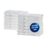 Clorox Bleach Friendly, Quick Dry, 100% Cotton Washcloths (12" L x 12" W), Highly Absorbent, Light Weight, Easy to Wash (12 Pack, White)