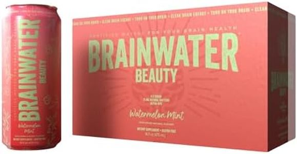BrainJuice BrainWater Calm, Water for Clean Energy, Focus & Relaxation Support, Gluten Free, Zero Sugar Drinks with Ashwagandha, Alpha GPC, Vitamin C & B, Organic Green Tea, Watermelon Mint, 8 Pack