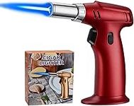 Butane Torch, ibforcty Refillable Culinary Cooking Torch Kitchen Blow Torch Lighter with Safety Lock Adjustable and Lock Flame (Red)