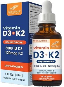 Sandhu's Vitamin d Drops for Adults | 5000 IU D3 Liquid, 120mcg K2 Supplement | D3K2 Supports Immune, Heart & Bone Health | Vitamin D3 K2 Drops for Faster Absorption | 1 Fl Oz