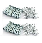 MEC® 20 Sets Screw Bolts with Wing Nut Kit Zinc Plated Carbon Steel Mounting Hardware Fitting Fastenings- 10pcs 1/4"-20 Hand Tighten Wing Nuts + 10pcs 1/4"-20 x 2-1/2" Truss (Mushroom) Head Screw Bolt