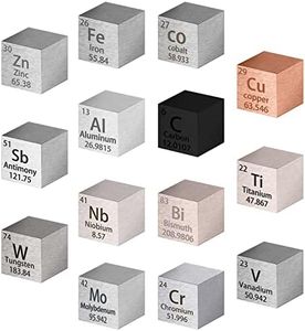 Ripeng 14 Pcs Metal Element Cubes Density Cube Set Element Periodic Table Pure Tungsten Cube, Titanium, Bismuth, Aluminum, Iron, Copper, etc for Element Collections Gift Hobbies Lab Material (10 mm)