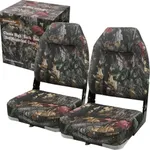 Seamander Camouflage Heigh Back Boat Seat with Back Pocket & Breathable Mesh Bottom - 110° Ergonomic Design, Premium Gift Box 16.2"W*15.4"D*23.6"H (B-Camo-H)