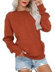 MISFAY Womens Casual Crewneck Sweatshirts Long Sleeve Cute Tunic Tops Loose Fitting Pullovers(Caramel,S)