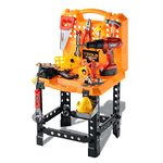 Kids Workbench - Toy Choi’s Pretend Play Series Kids Toy Work Bench and Tools,Toddler Tool Set with Electric Drill,82 Pieces Construction Toy Tool Bench Outdoor Preschool Tool Set for Kids Ages 3-5