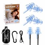 Sleeping Ear Plugs, [3 Pairs] SNR 32dB Noise Reduction Ear Plugs-Ultra Soft Silicone Ear Plugs for Sleeping, Light Sleeper, Work, Read, and Travel with Detachable Cord