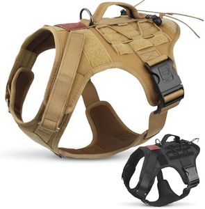 Albcorp Tactical Dog Vest Harness – Military MOLLE Modular System - No-Pull Service Dog Vest, Front Leash Clip, Hook & Loop Panels, Padded Handle, for Medium, Large Dogs - Coyote Brown, Extra Large