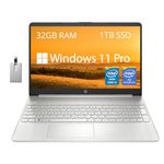 HP 15.6" FHD Business Laptop, Intel Core i3-1215U, 32GB DDR4 RAM, 1TB PCIe SSD, Intel UHD Graphics, Numpad, HD Webcam, Fingerprint Reader, Natural Silver, Win 11 Pro, 32GB Hotface USB Card