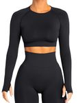 OZICERD Workout Crop Tops for Women Long Sleeve Shirts Gym Clothes Top Sport Femme Backless Yoga Tops Seamless Black M