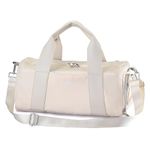 PHSYNI Small Gym Bag for Women Girls & Kids, 16-Inch Mini Duffle Bag with Shoe Compartment, Compact Workout Bags for Sports Travel Swim Dance, Beige