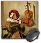 3D Rose The Flute Player by Judity Leyster Boy Playing A Flute Violin Matte Finish Mouse Pad - 8 x 8 - mp_171336_1