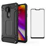 Asuwish Phone Case for LG G7 ThinQ with Screen Protector Cover and Cell Accessories Slim Dual Layer Hybrid Protective LGG7 One G 7 Plus LG7 Fit LG7ThinQ 7G Thin Q G7+ G7thinq LGG7thinq Women Men Black