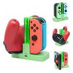 FastSnail Controller Charger Compatible with Nintendo Switch & OLED Model for Joycon, Charging Dock Station for Joy-con and Pro Controller with Charger Indicator and Type C Charging Cable (Green)