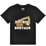 WAWSAM Big Brother Boys T-Shirt Cotton Truck Big Brother Shirt for Toddler Boy Promoted to Big Brother T-Shirt Tractor Big Bro Short Sleeve Print Youth Truck Top Tee Black