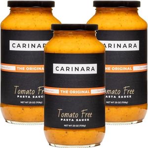 CARINARA Tomato-Free Pasta Sauce Carrot-Based Marinara Alternative with Garlic, Onion & Basil - Vegan, Gluten-Free, Low Acid, Low Sugar, No Tomato Sauce- 25oz (Pack of 3)
