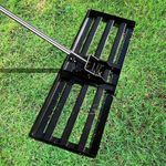 Lawn Leveling Rake 35x10 inch, Lawn Leveler Tool, Stainless Steel Yard Leveling Rake, Heavy Duty Leveling Rake for Yard Garden Golf Course Farm Lawn Rake 6.5FT Adjustable Handle