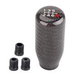 muge racing Carbon Fiber Gear Shift Knob 6 Speed Shifter Knob Universal for Most Cars with 3 Adapters(8mm/10mm/12mm)