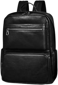 Colins Keirs Luxury Real Vegetable Tanned Leather Backpack for Men, Premium Leather Laptop Bag for Work Travel, Black Computer Business Backpack with 17 Inch Laptop Compartment