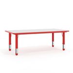 Flash Furniture 23.625''W by 47.25''L Height Adjustable Rectangular Red Plastic Activity Table with Grey Top