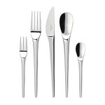 Villeroy & Boch – New Moon Cutlery Set 30 Pieces for 6 People, Dishwasher Safe, Rustproof, Knife, Fork, Spoon, Luxury Cutlery Set, Dinner, 18/10 Stainless Steel