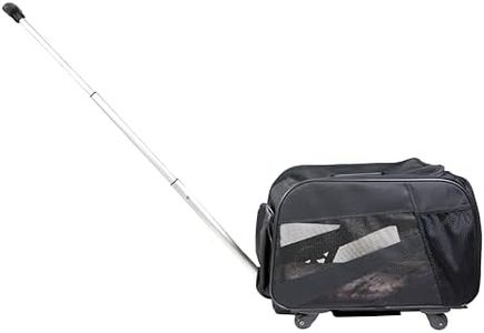 dbest products Pet Smart Cart, Large, Black, Rolling Carrier with Wheels Soft Sided Collapsible Folding Travel Bag, Dog Cat Airline Approved Tote Luggage Backpack