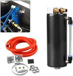 Universal Aluminum Racing Engine Oil Catch Tank CAN Kit Turbo Reservoir Billet Round 350ML Black