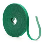 KINGLAKE 12mm 10m Green Garden Tape Plant Tie, Self Adhesive Hook and Loop Tape, Sticky Strips Tree Shrub Ties Strap