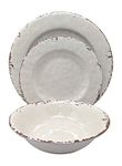 Gianna's Home 12 Piece Rustic Farmhouse Melamine Dinnerware Set, Service for 4 (New Ivory)