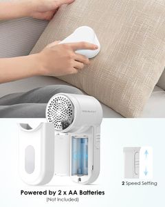 HOMEASY Portable Fabric Shaver – 2-Speed Lint Remover with 3 Blades, White