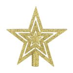 VEYLIN Christmas Tree Topper,20CM Gold Glittered Star Christmas Tree Topper Star Tree Topper for Christmas Tree Ornament(Gold)