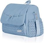 Hannah & Sophia Belle Convertible Baby Diaper Backpack & Bag in Moonmist Blue, Large Size, Dual Sided Water Resistant Changing Mat Included, Detachable Shoulder Straps, Easy To Use