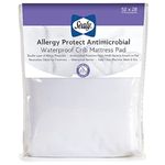 Sealy Allergy Protect Antimicrobial Waterproof Fitted Toddler and Baby Crib Mattress Pad Cover Protector - 52" x 28" - White