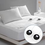 King Size Electric Heated Mattress Pad 10 Heat Settings Dual Control with Timer for 1-12 Hours Auto Off,Lighted Button