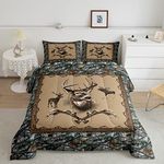 Erosebridal Rustic Moose Comforter Sets Queen Cabin Hunting Animal Bedding Set for Youth Adult Woodland Trees Quilt Inner Fill Southwestern Down Comforter with 2 Pillow Shams Ultra Soft