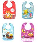 BabyGo Waterproof Baby Starter Bib for Babies 3-12 Months for Feeding, Teething and Drooling (Pack of 4) Multicolor