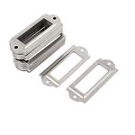 sourcing map Metal Frame Drawer Box Case Cabinet Card Tag Label Holders Silver Tone 50pcs