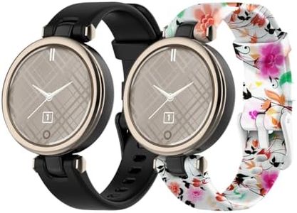 Replacement Bands for Garmin Lily Bands Band Women Accessories- Garmin Lily Silicone Colorful Printed Strap Pattern Sport Band Small Large (Black&Bird)