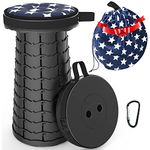 Upgraded Telescoping Stool Collapsible Stool with Seat Cushion & Bag, Retractable Folding Camping Stool for Adults Max Load 500lb More Sturdy Lightweight for Fishing Hiking Gardening (Black-s)