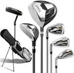 Golf Clubs Set for Men Right Handed 7-Piece Complete Set with Driver Hybrid 7 Iron 9 Iron Sand Wedge Putter Stand Bag - Beginner Mens Golf Set Gray