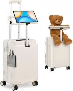 Kids Ride-On Luggage with Adjustable Safety Seat, 20 Inch Carry On Suitcase with 360° Silent Wheels, Cup & Tablet Holder, TSA Lock, For Toddlers to Adults, 200lbs Support, Lightweight Travel Suitcase