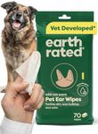 Earth Rated (A Canadian Company) Vet-Developed Pet Ear Wipes, Hypoallergenic Cleaner for Dogs & Cats Ears to Remove Dirt, Wild Oat Scent, 70 Count